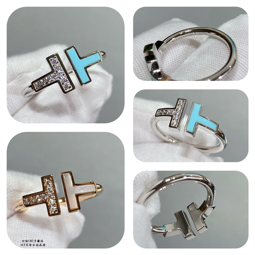 t*f*ny & co. double t mother-of-pearl & Di*m*nd ring