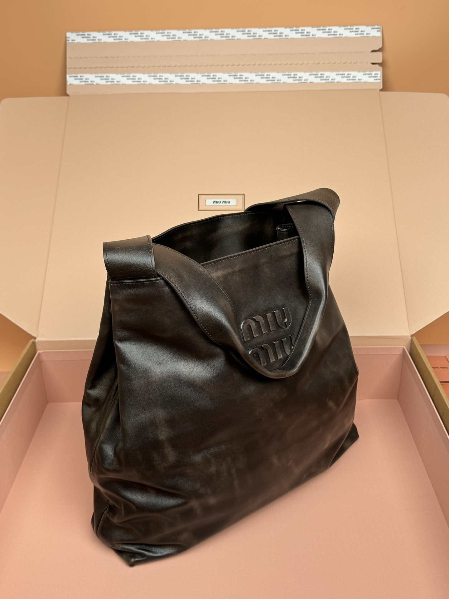 Miu Miu Leather Hobo Bag 39x38.5x11cm
