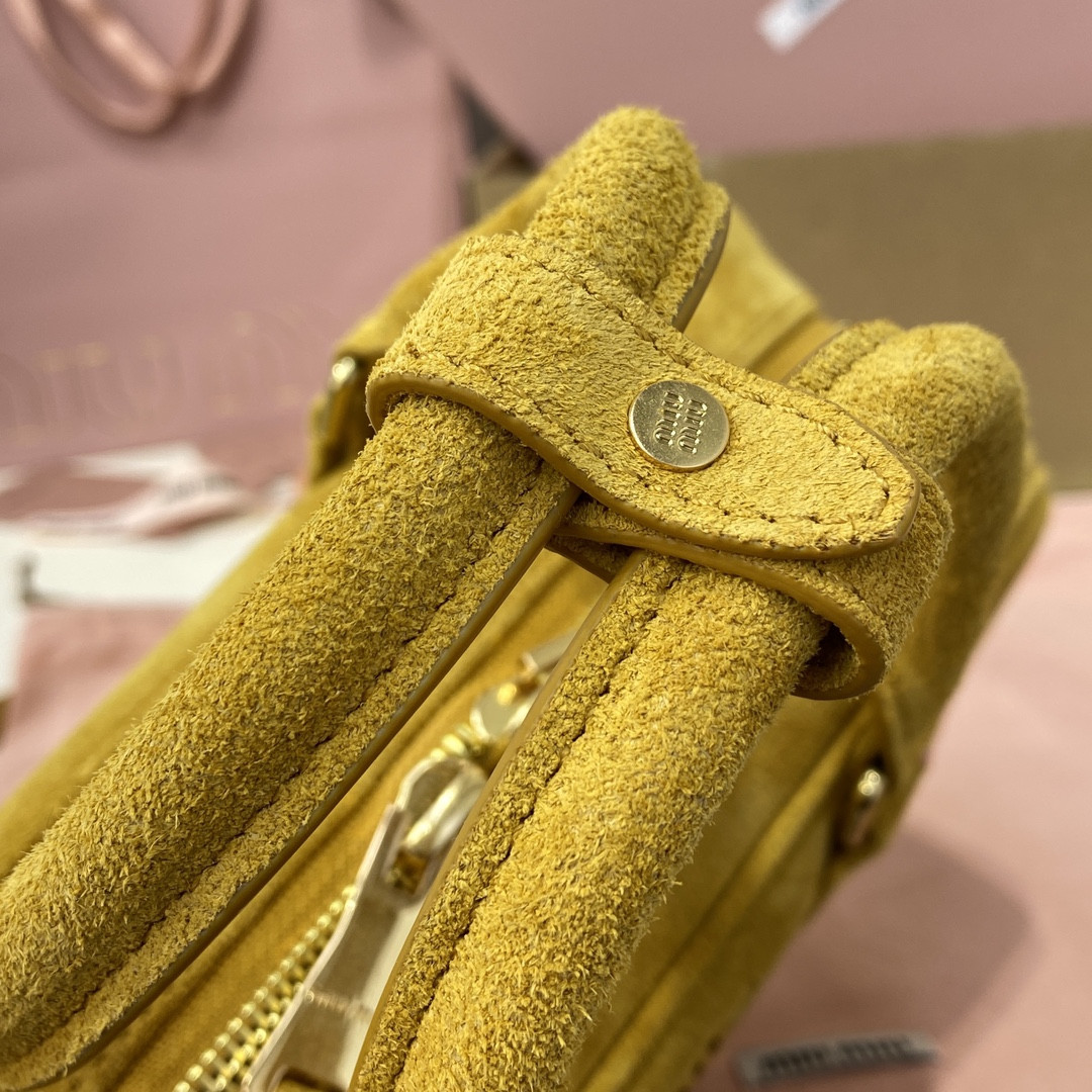 Miu Miu Arcadie padded suede top-handle bag 12X27X9cm