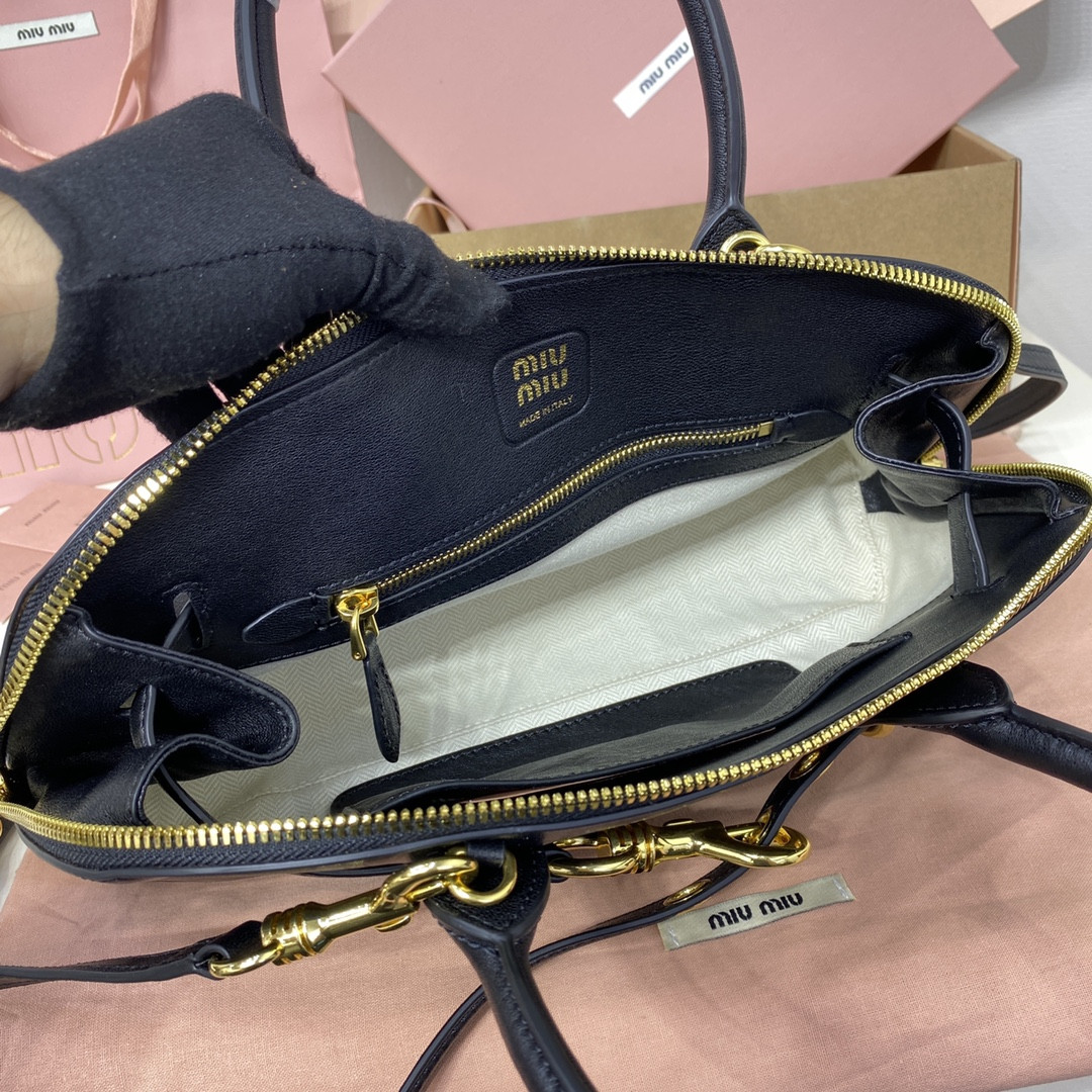 Miu Miu Aventure nappa leather top-handle bag 17x33x11cm